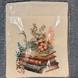 Floral Stacked Books book sleeve - Cream